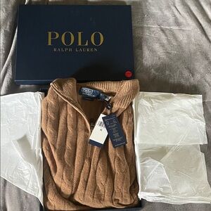 Ralph Lauren Camel Cable Knit Cashmere Sweater - NWT XL